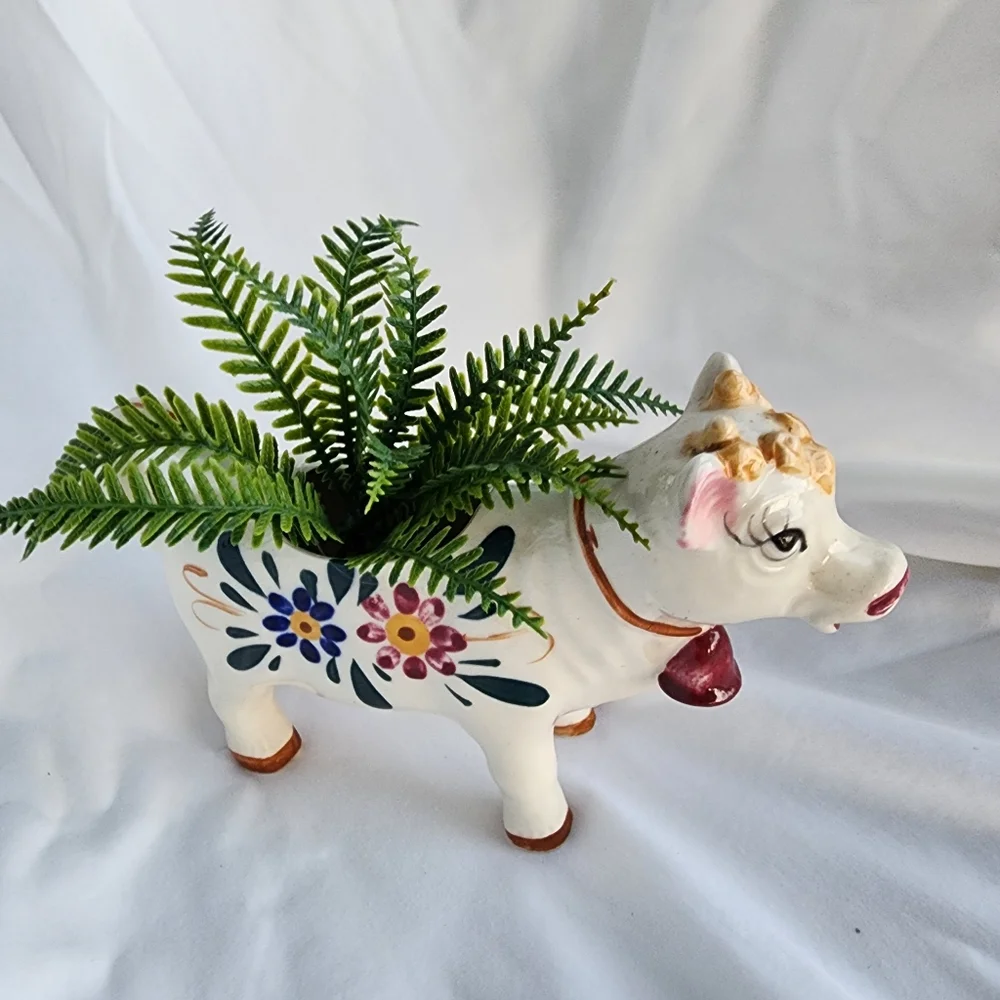 Royal Japan Vintage Cow Creamer or Planter Handpainted with spout